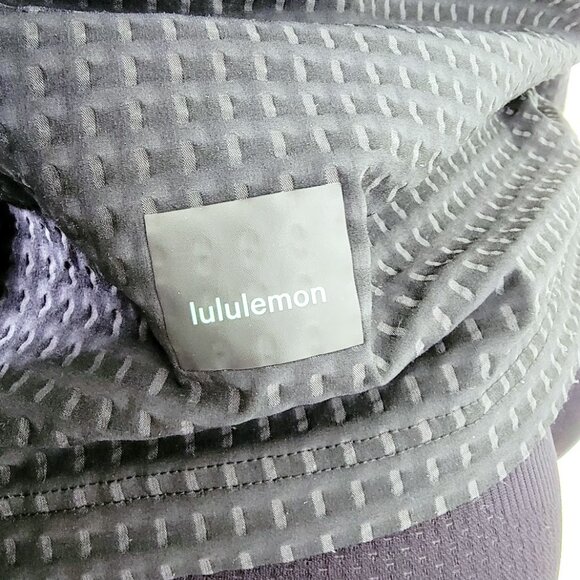 Lululemon Women Black Graphite Grey Water-Repellent Grid Fleece Hiking Jacket S - Picture 7 of 10